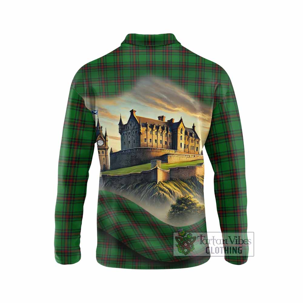 Anstruther Tartan Family Crest Long Sleeve Polo Shirt with Scottish Ancient Castle Style - Tartan Vibes Clothing