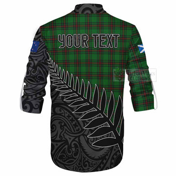 Tartan Vibes Clothing Anstruther Crest Tartan Ghillie Kilt Shirt with New Zealand Silver Fern Half Style