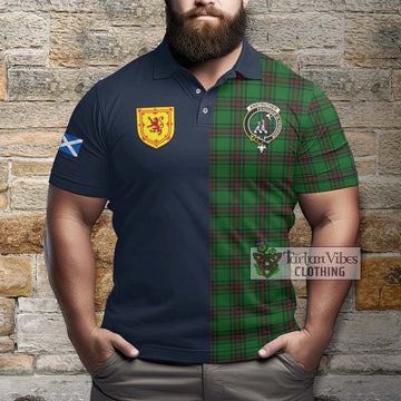 Anstruther Tartan Polo Shirt Alba with Scottish Lion Royal Arm Half Style - Tartan Vibes Clothing