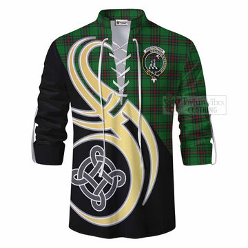 Anstruther Tartan Ghillie Kilt Shirt with Family Crest and Celtic Symbol Style - Tartan Vibes Clothing