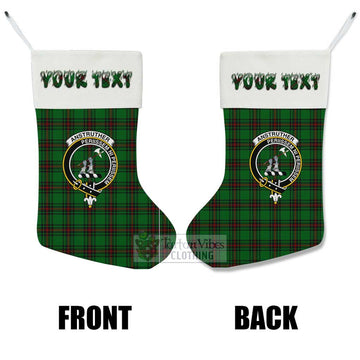 Anstruther Tartan Family Crest Christmas Stocking with Personalized Text - Tartan Vibes Clothing
