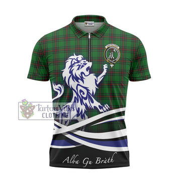 Anstruther Tartan Zipper Polo Shirt with Alba Gu Brath Regal Lion Emblem - Tartan Vibes Clothing