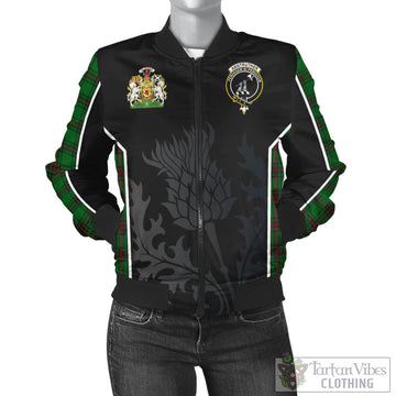Anstruther Tartan Bomber Jacket with Family Crest and Scottish Thistle Vibes Sport Style