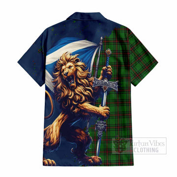 Anstruther Tartan Family Crest Hawaiian Shirt with Scottish Majestic Lion - Tartan Vibes Clothing