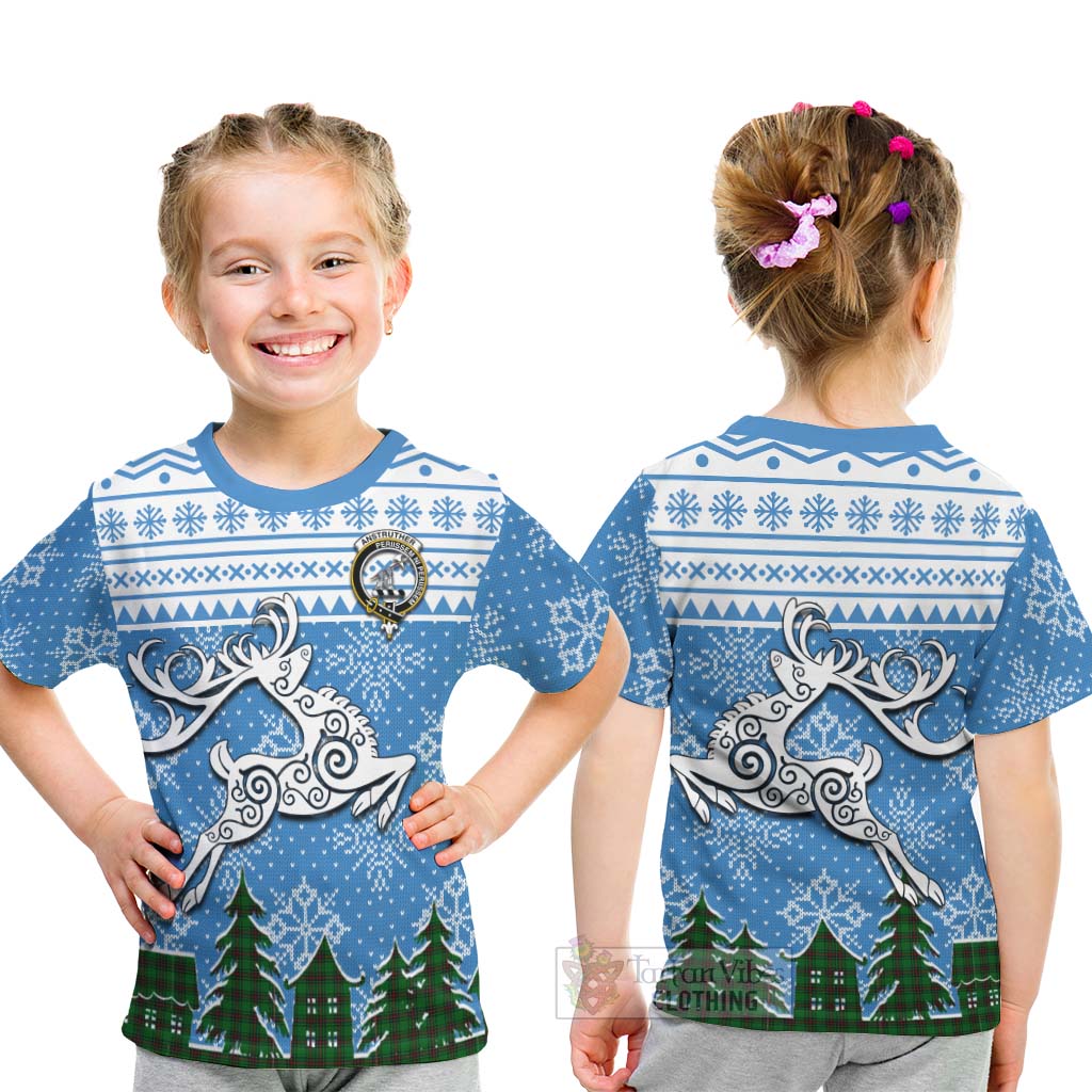 Anstruther Clan Christmas Kid T-Shirt Celtic Reindeer Style - Tartan Vibes Clothing