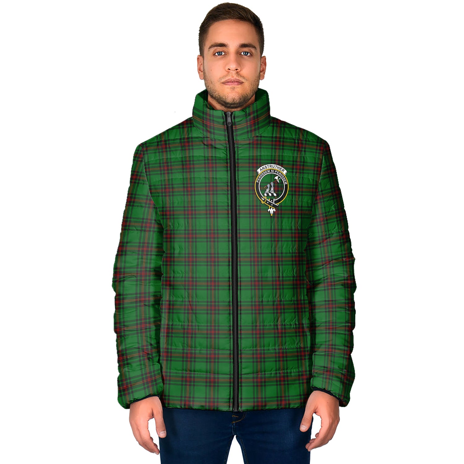 Anstruther Tartan Padded Jacket with Family Crest - Tartan Vibes Clothing