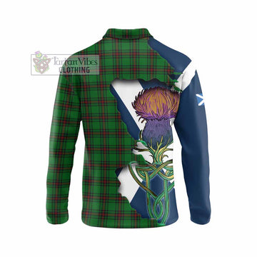 Tartan Vibes Clothing Anstruther Tartan Family Crest Long Sleeve Polo Shirt Scottish Thistle Celtic Inspired