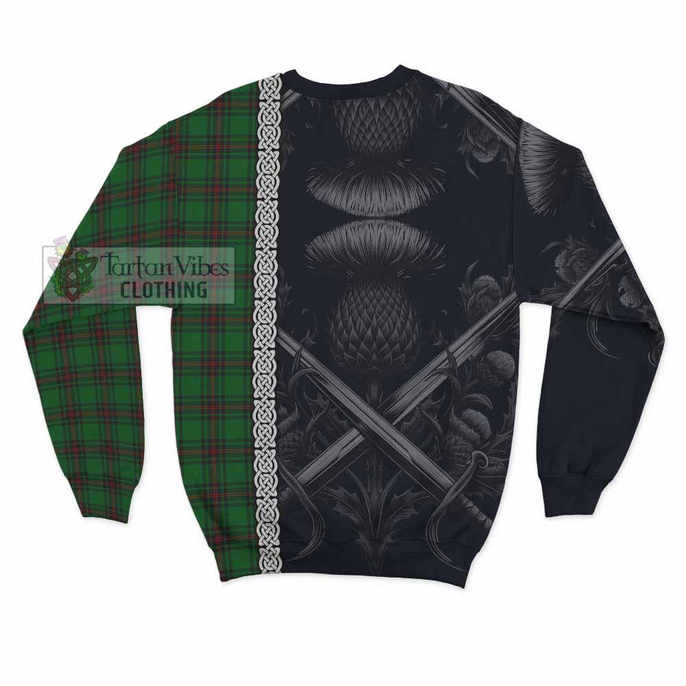 Anstruther Tartan Sweatshirt with Family Crest Cross Sword Thistle Celtic Vibes - Tartan Vibes Clothing