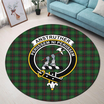 Anstruther Tartan Round Rug with Family Crest - Tartan Vibes Clothing