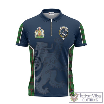 Anstruther Tartan Zipper Polo Shirt with Family Crest and Lion Rampant Vibes Sport Style - Tartan Vibes Clothing