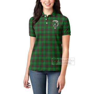 Anstruther Tartan Women's Polo Shirt with Family Crest and Bearded Skull Holding Bottles of Whiskey - Tartan Vibes Clothing