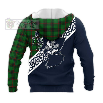 Anstruther Tartan Knitted Hoodie Featuring Thistle and Scotland Map - Tartan Vibes Clothing