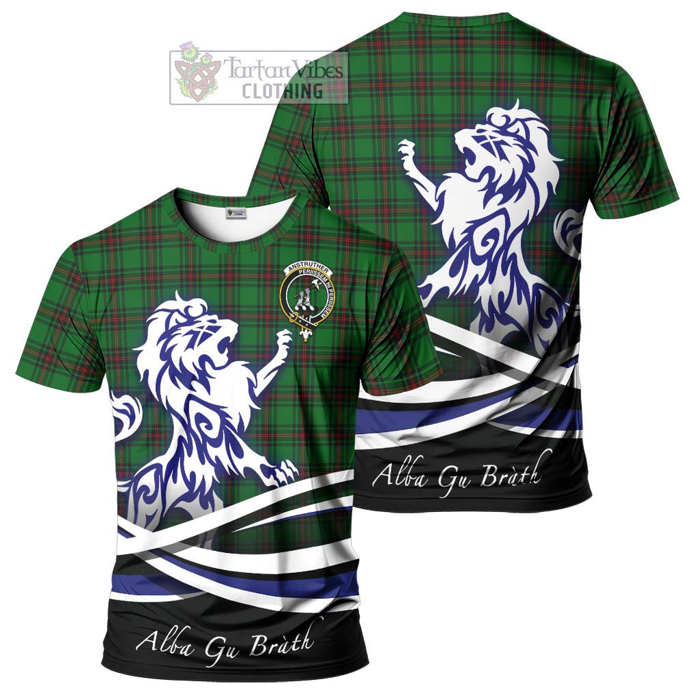 Anstruther Tartan Cotton T-shirt with Alba Gu Brath Regal Lion Emblem Women's Shirt - Tartan Vibes Clothing