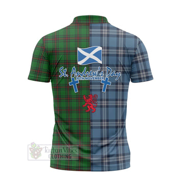Anstruther Tartan Zipper Polo Shirt Happy St. Andrew's Day Half Tartan Style - Tartan Vibes Clothing