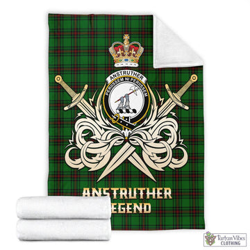 Anstruther Tartan Blanket with Clan Crest and the Golden Sword of Courageous Legacy