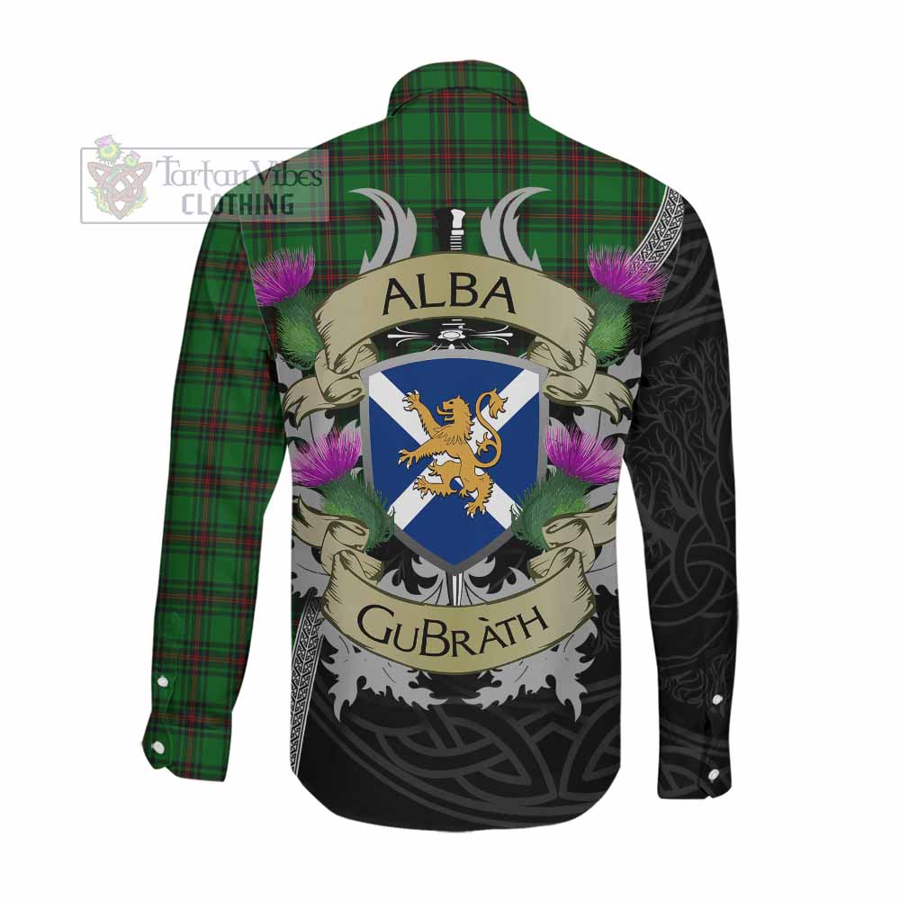 Anstruther Tartan Family Crest Long Sleeve Button Shirt Lion Rampant Royal Thistle Shield Celtic Inspired Men's Shirt - Tartan Vibes Clothing