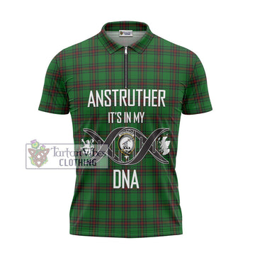 Anstruther Tartan Zipper Polo Shirt with Family Crest DNA In Me Style - Tartan Vibes Clothing