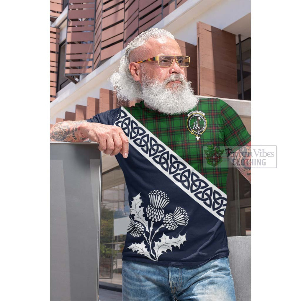Anstruther Tartan Cotton T-shirt Featuring Thistle and Scotland Map Men's Shirt - Tartan Vibes Clothing