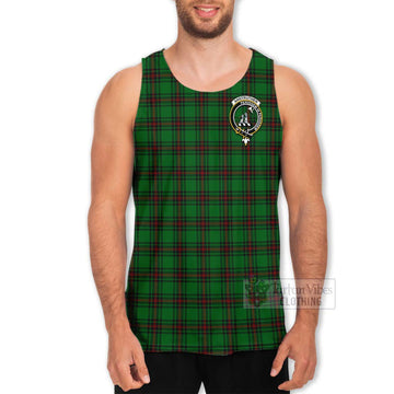 Tartan Vibes Clothing Anstruther Tartan Men's Tank Top with Family Crest and Bearded Skull Holding Bottles of Whiskey
