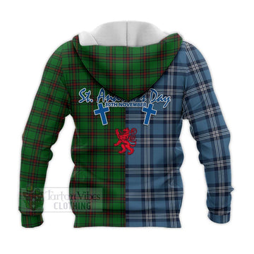 Anstruther Tartan Knitted Hoodie Happy St. Andrew's Day Half Tartan Style - Tartan Vibes Clothing