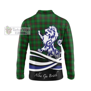 Anstruther Tartan Long Sleeve Polo Shirt with Alba Gu Brath Regal Lion Emblem - Tartan Vibes Clothing