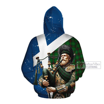 Anstruther Tartan Cotton Hoodie with Family Crest Scottish Bagpiper Vibes Pullover Hoodie - Tartan Vibes Clothing