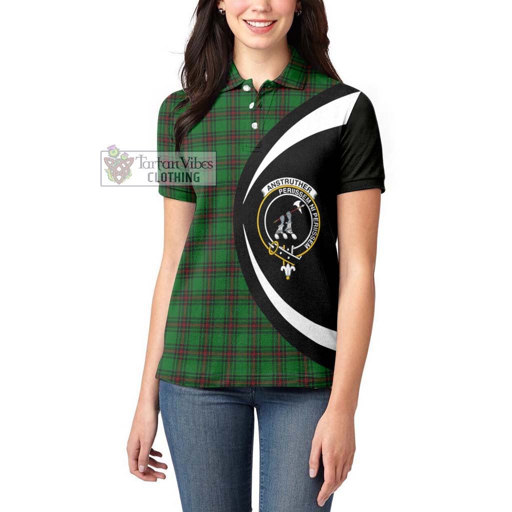 Anstruther Tartan Women's Polo Shirt with Family Crest Circle Style - Tartan Vibes Clothing