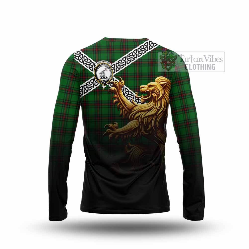 Anstruther Crest Tartan Long Sleeve T-Shirt with Golden Lion Emblem Celtic Style - Tartan Vibes Clothing