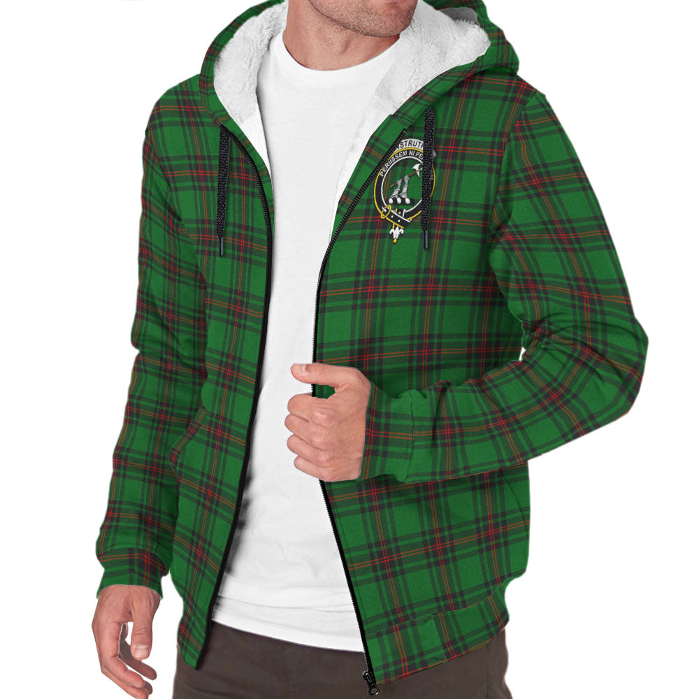 Anstruther Tartan Sherpa Hoodie with Family Crest - Tartanvibesclothing