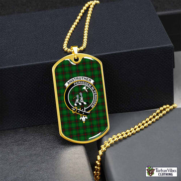 Anstruther Tartan Dog Tag Necklace with Family Crest Gold No - Tartan Vibes Clothing