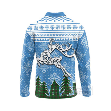 Anstruther Clan Christmas Long Sleeve Polo Shirt Celtic Reindeer Style - Tartan Vibes Clothing