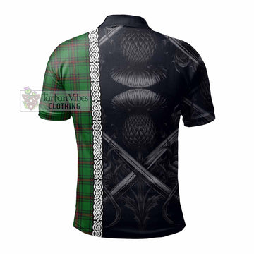 Anstruther Tartan Polo Shirt with Family Crest Cross Sword Thistle Celtic Vibes - Tartan Vibes Clothing