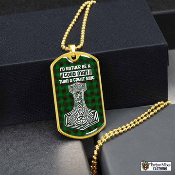Anstruther Tartan Dog Tag Necklace Viking Mjolnir Style Gold No - Tartan Vibes Clothing