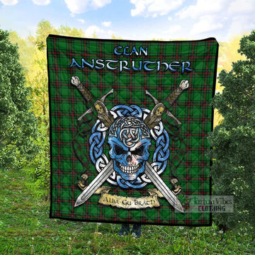 Anstruther Tartan Quilt with Celtic Skull Alba Gu Brath Style - Tartan Vibes Clothing
