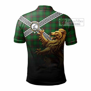 Anstruther Crest Tartan Polo Shirt with Golden Lion Emblem Celtic Style - Tartan Vibes Clothing