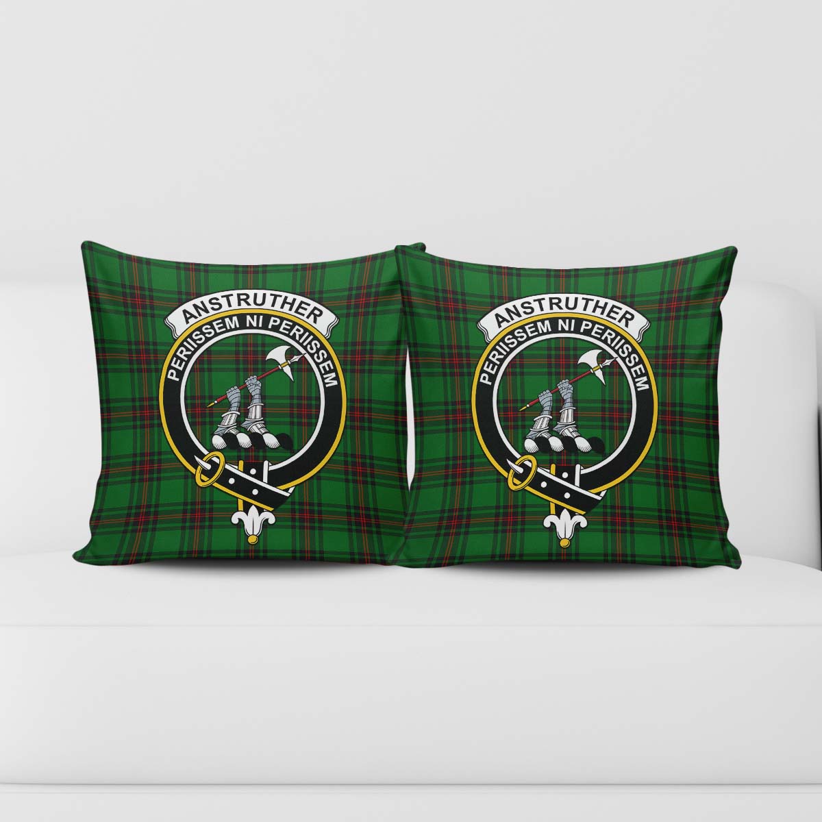 Anstruther Tartan Pillow Cover with Family Crest - Tartan Vibes Clothing