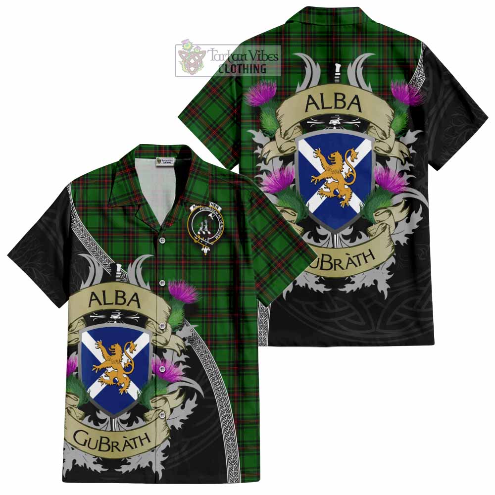 Anstruther Tartan Family Crest Hawaiian Shirt Lion Rampant Royal Thistle Shield Celtic Inspired - Tartan Vibes Clothing