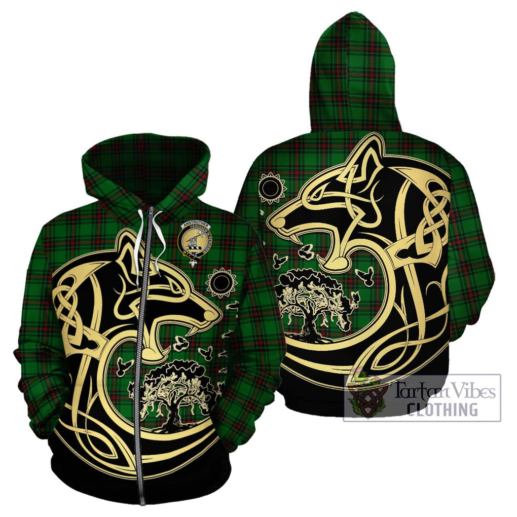 Anstruther Tartan Hoodie with Family Crest Celtic Wolf Style - Tartan Vibes Clothing