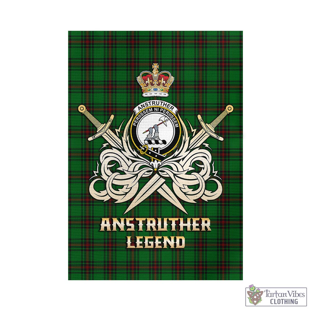 Tartan Vibes Clothing Anstruther Tartan Flag with Clan Crest and the Golden Sword of Courageous Legacy