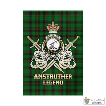 Anstruther Tartan Garden Flag with Clan Crest and the Golden Sword of Courageous Legacy
