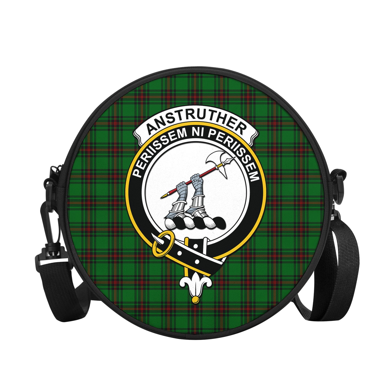 Anstruther Tartan Round Satchel Bags with Family Crest - Tartanvibesclothing