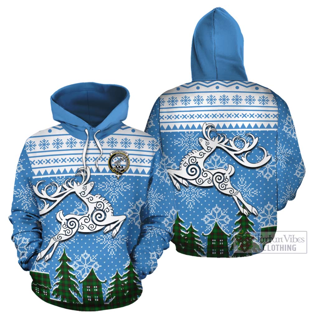 Anstruther Clan Christmas Cotton Hoodie Celtic Reindeer Style Zip Hoodie - Tartan Vibes Clothing