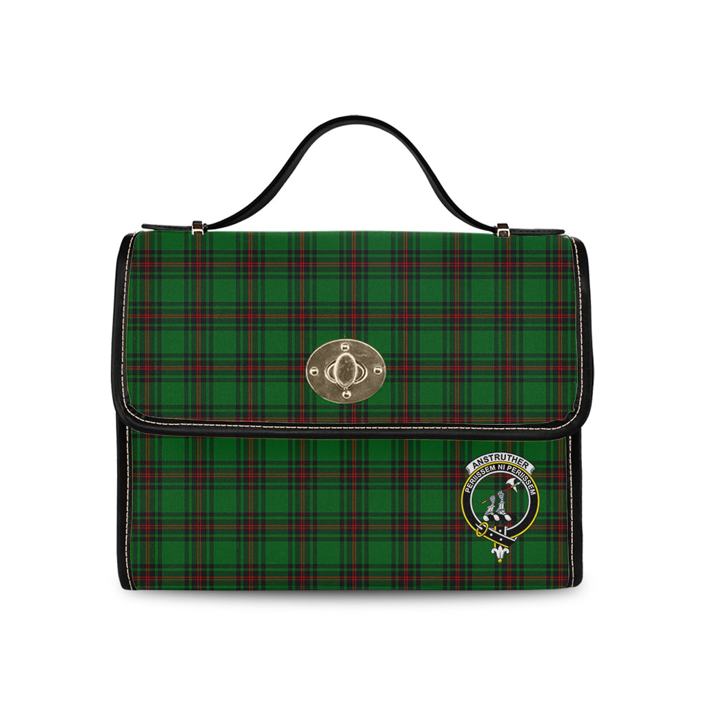 Anstruther Tartan Leather Strap Waterproof Canvas Bag with Family Crest - Tartanvibesclothing