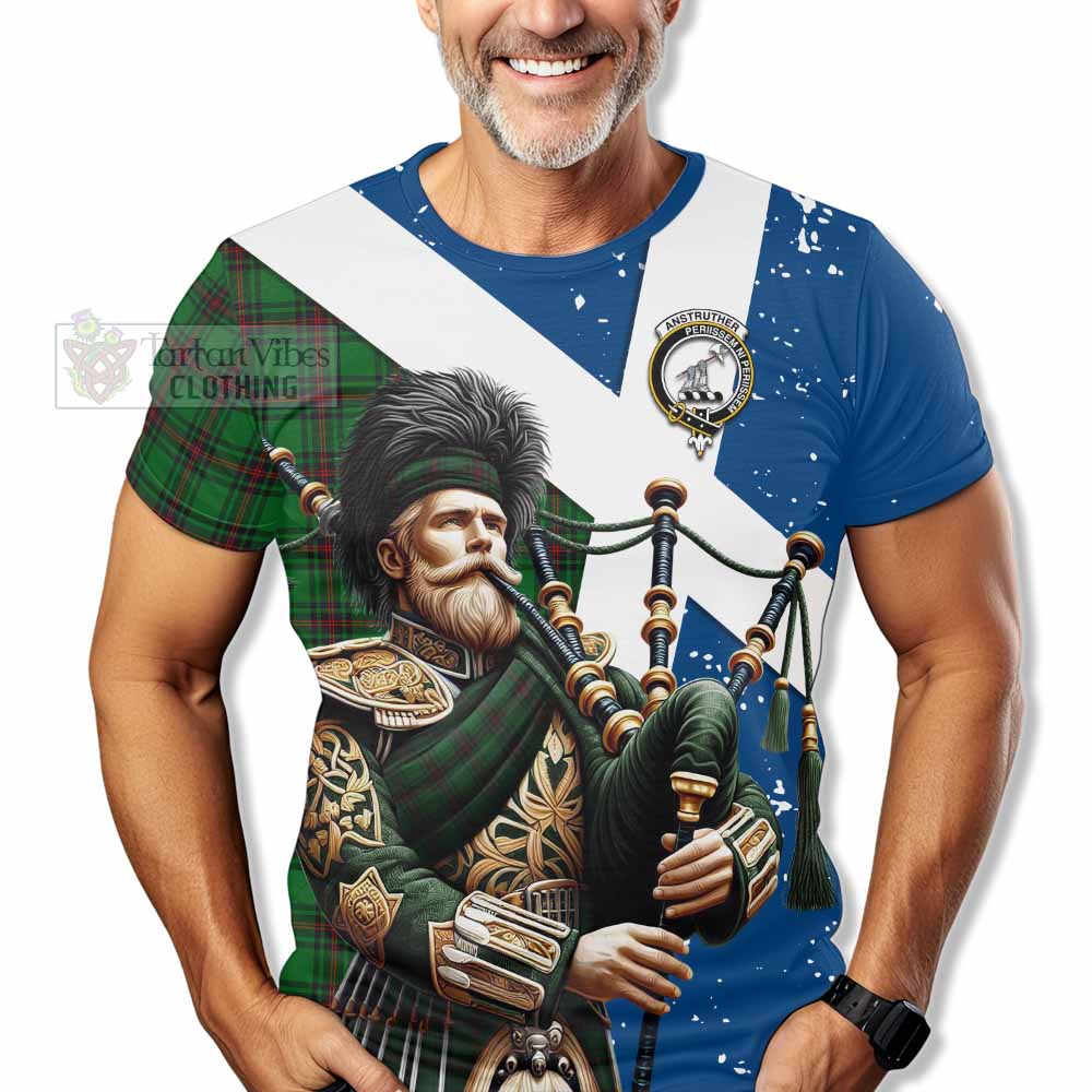 Anstruther Tartan T-Shirt with Family Crest Scottish Bagpiper Vibes - Tartan Vibes Clothing