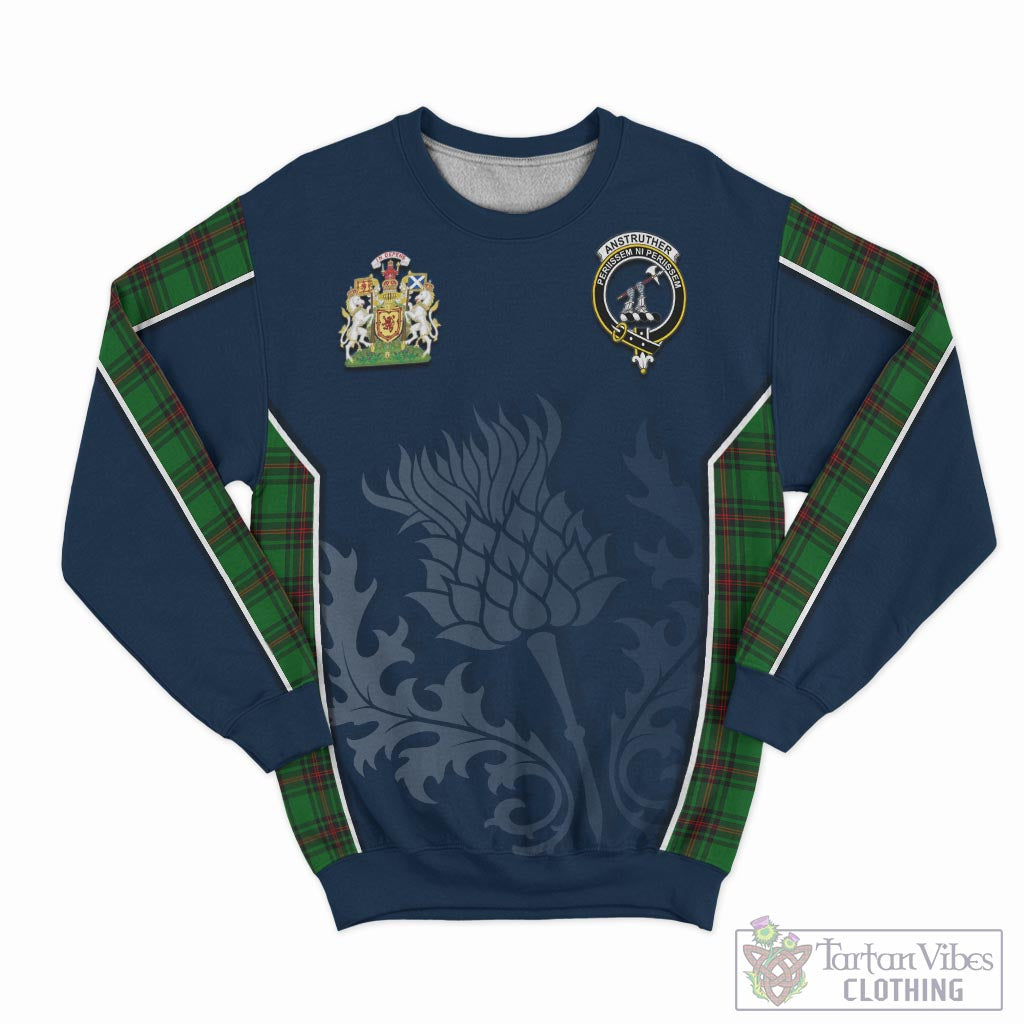 Anstruther Tartan Sweatshirt with Family Crest and Scottish Thistle Vibes Sport Style - Tartan Vibes Clothing
