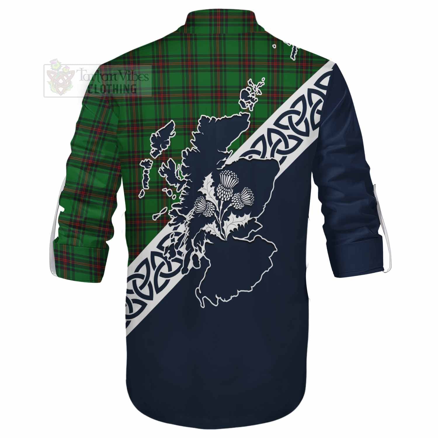 Anstruther Tartan Ghillie Kilt Shirt Featuring Thistle and Scotland Map - Tartan Vibes Clothing