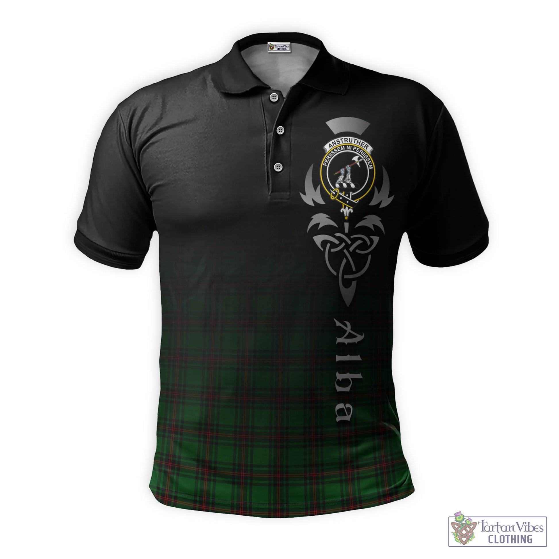 Tartan Vibes Clothing Anstruther Tartan Polo Shirt Featuring Alba Gu Brath Family Crest Celtic Inspired