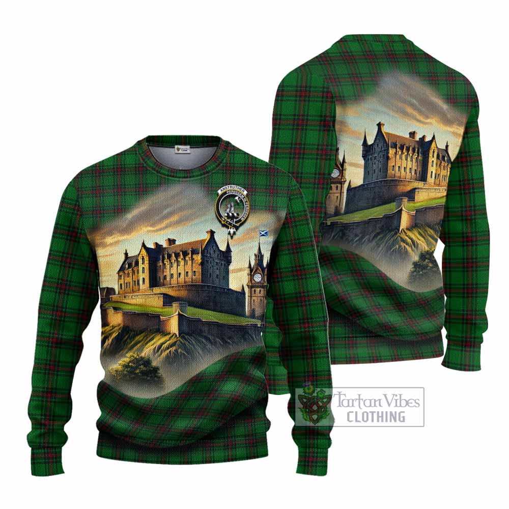 Anstruther Tartan Family Crest Knitted Sweater with Scottish Ancient Castle Style - Tartan Vibes Clothing