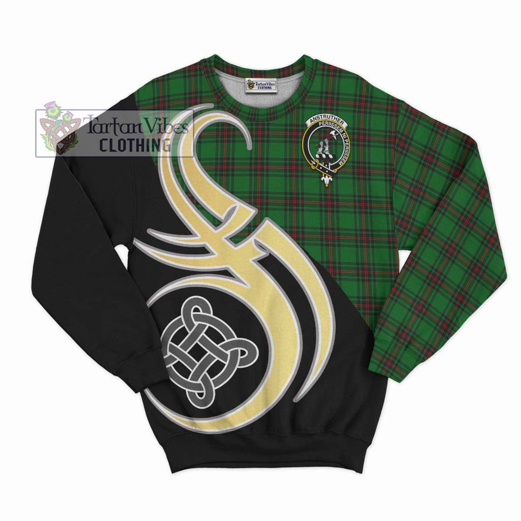 Anstruther Tartan Sweatshirt with Family Crest and Celtic Symbol Style - Tartan Vibes Clothing