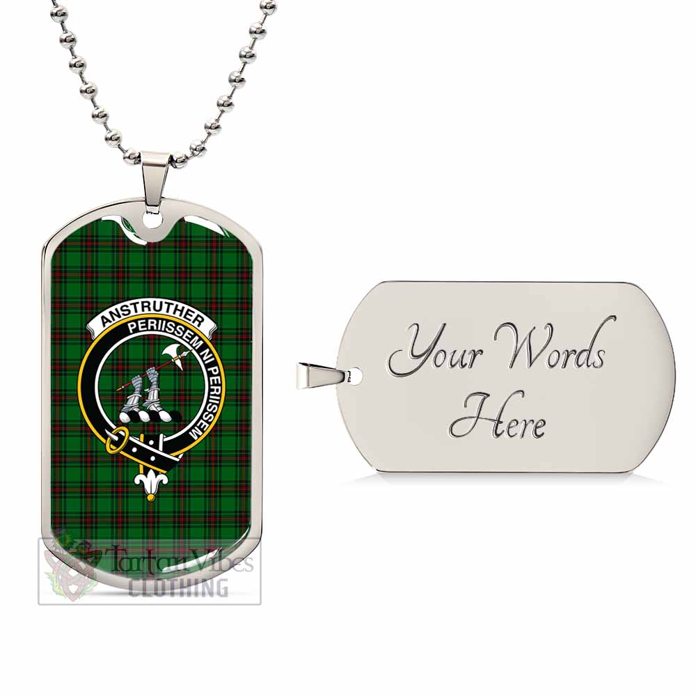 Anstruther Tartan Dog Tag Necklace with Family Crest Silver Yes - Tartan Vibes Clothing